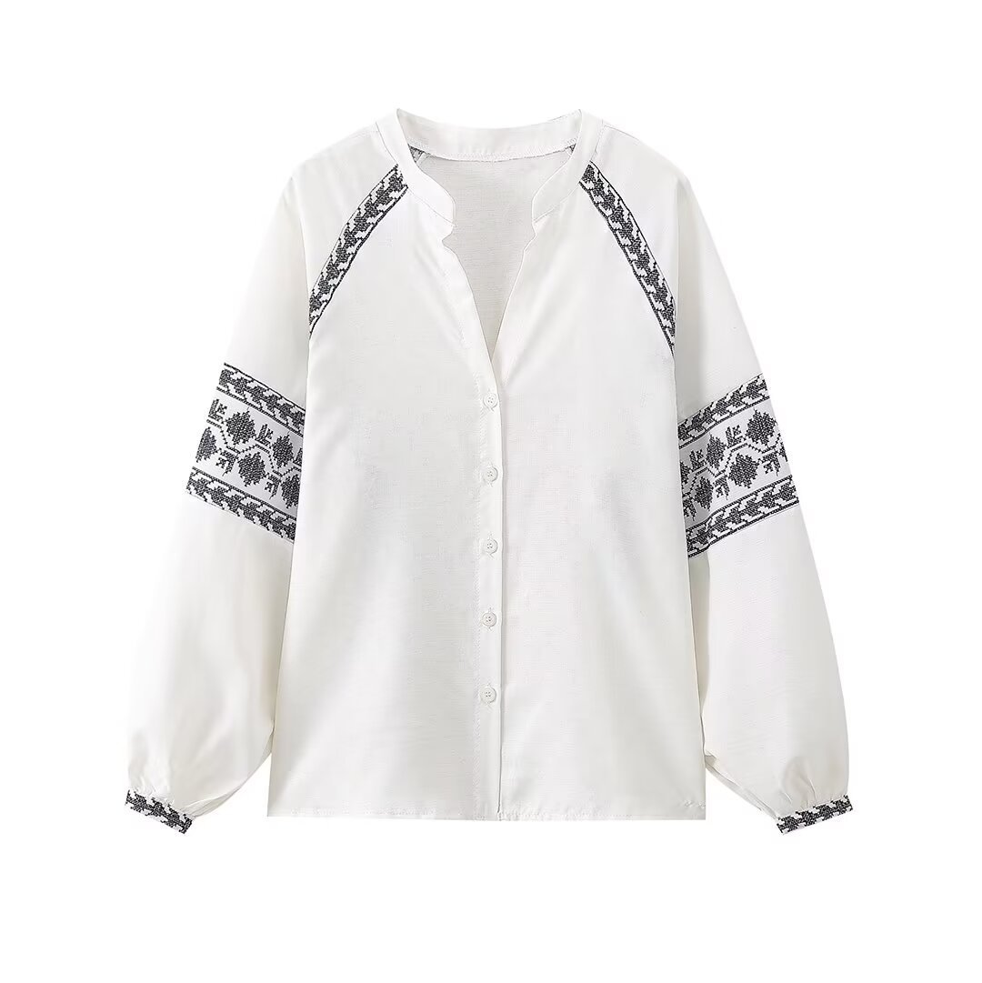 Chemise en coton et lin blanche tendance pour femme