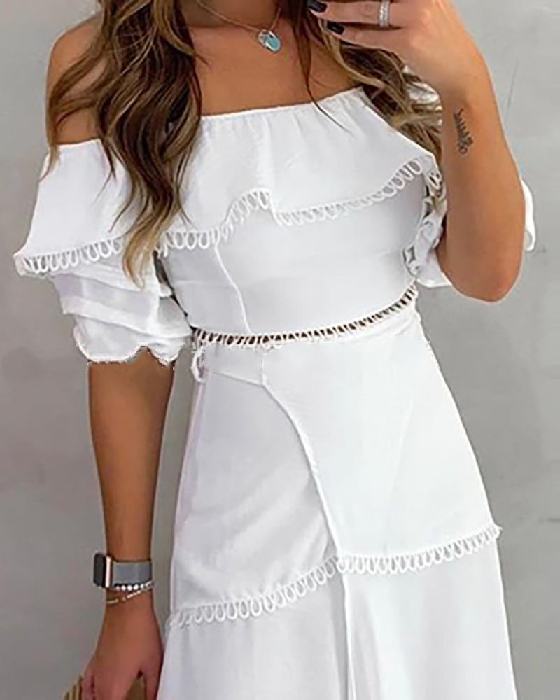 Women’s Off Shoulder Half Sleeve Ankle-Length Dress