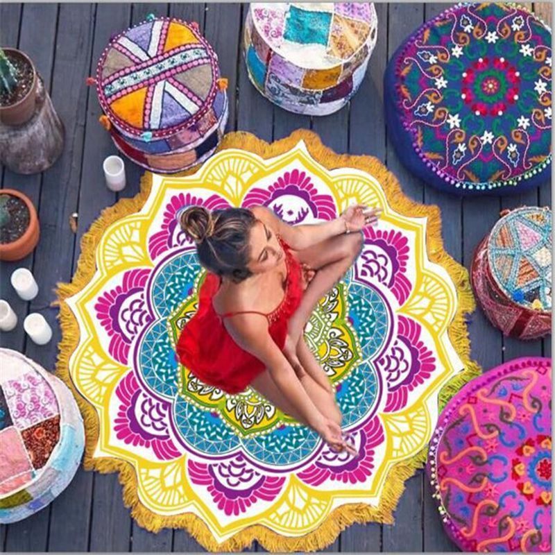 Polygon Tassel Round Bath Towel Yoga Mat