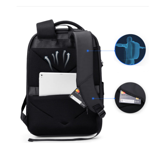 Mochila antirrobo con cierre de contraseña para hombre, estilo informal de negocios