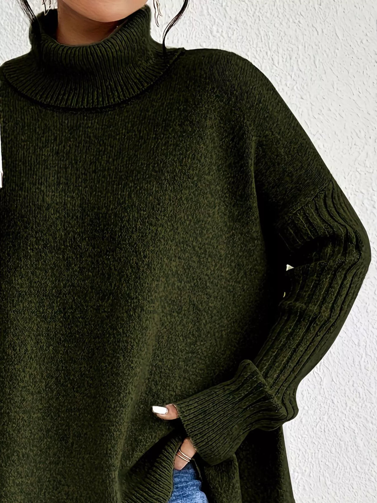 Women's High-Low Turtleneck Sweater