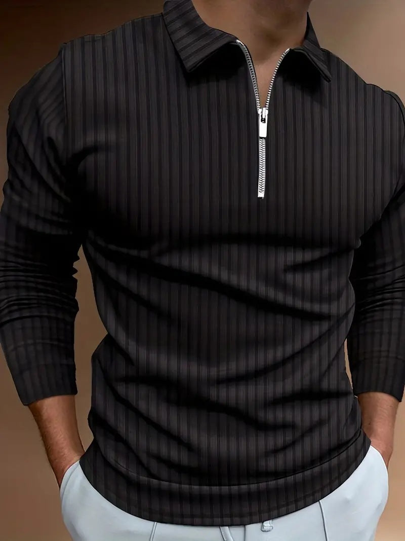 VividFit Men’s 3D Digital Print Long Sleeve Polo – Bold Design, Unmatched Comfort - Travel Happy