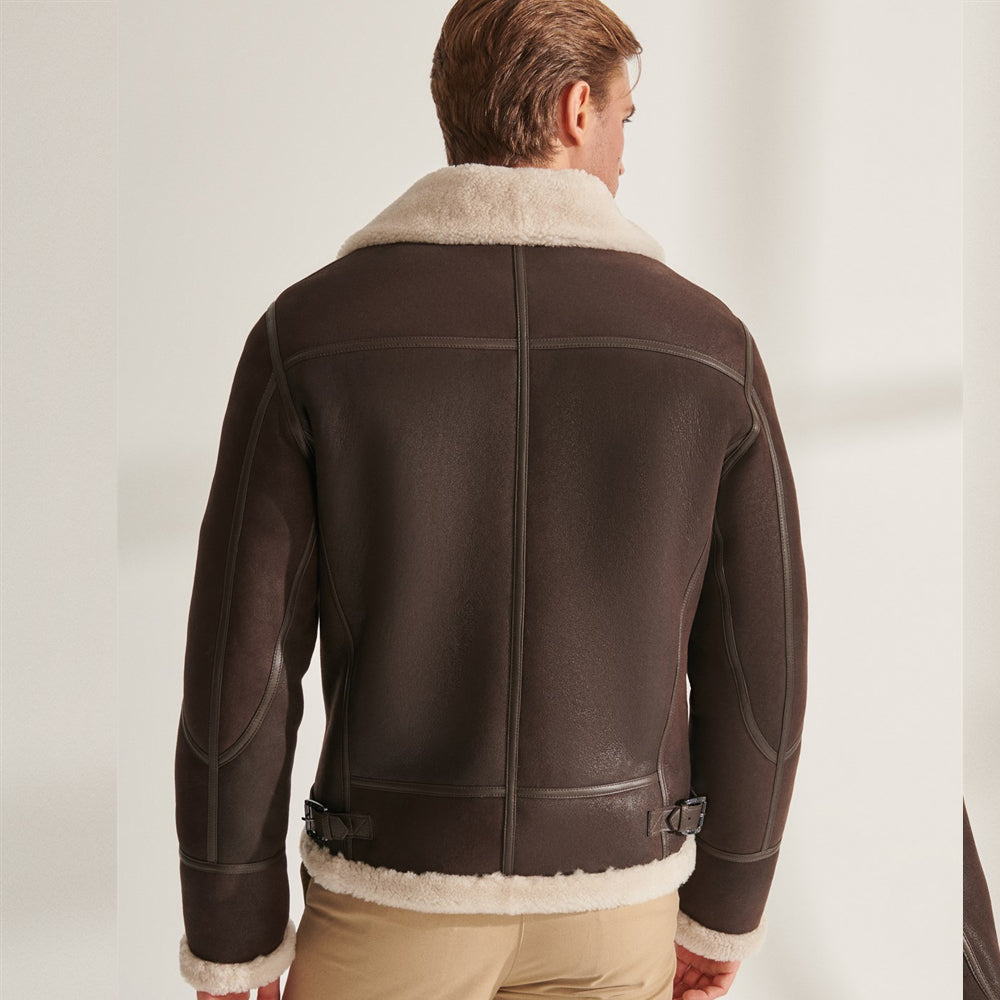 Martin Jackets Men's Brown Sheepskin Shearling Pilot Jacket