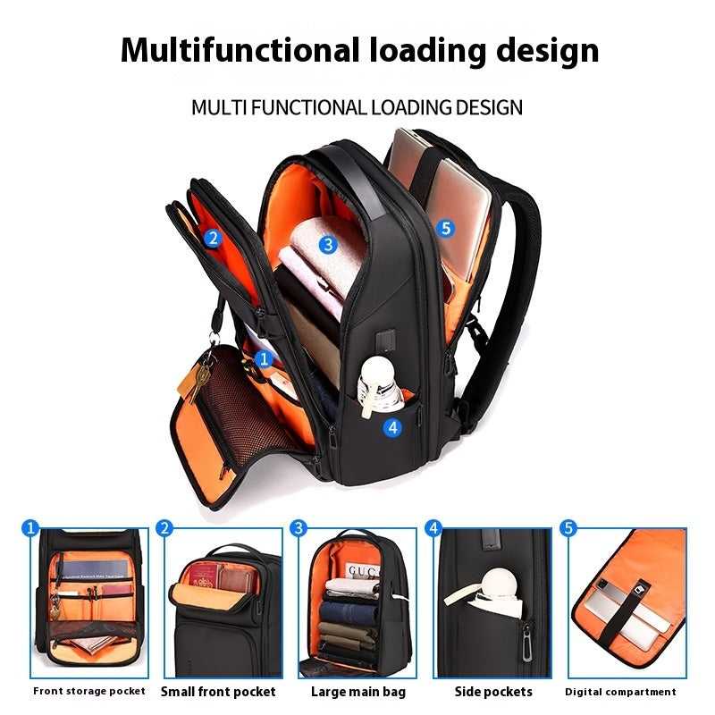 Men's Large-capacity Backpack Multi-functional Business Commute Travel Essentials Shop Travel Happy Travel Happy