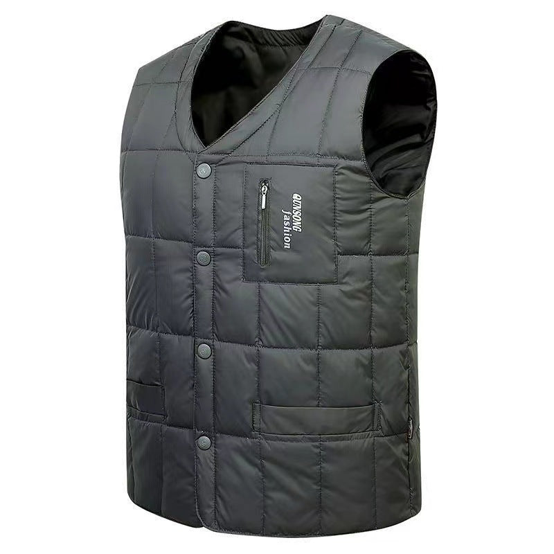 Men's Plus-Sized Duck Down Vest – Stay Warm in Style - Travel Happy