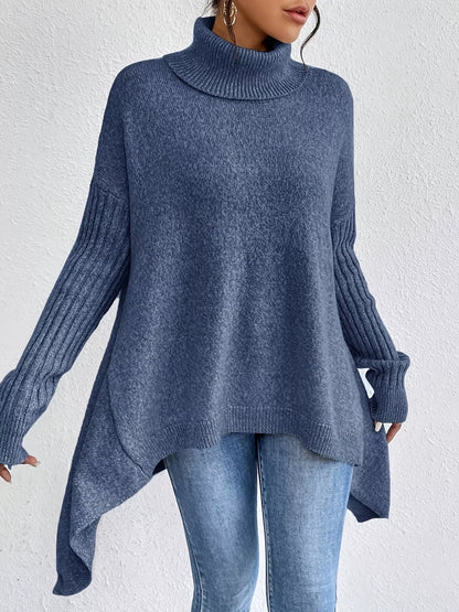 Women's High-Low Turtleneck Sweater
