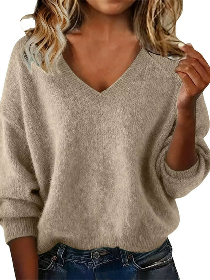 Women's V-Neck Dropped-Shoulder Sweater