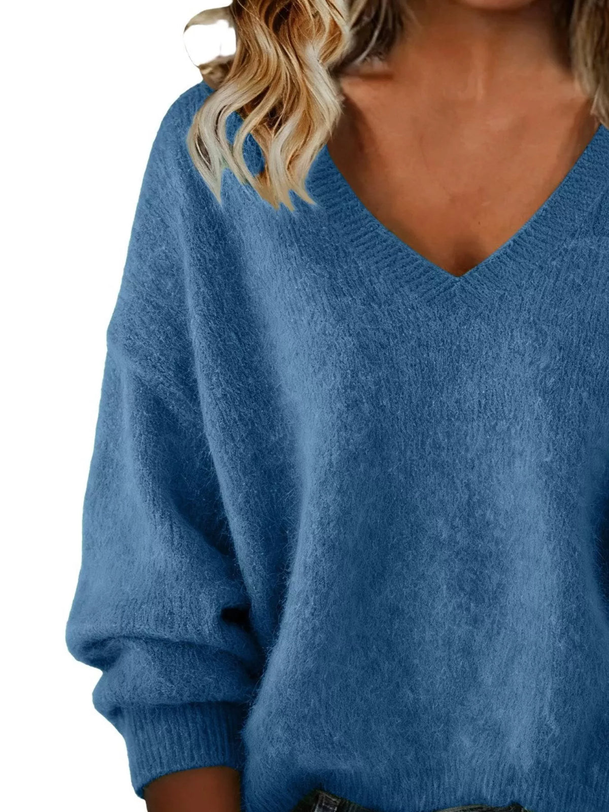 Women's V-Neck Dropped-Shoulder Sweater