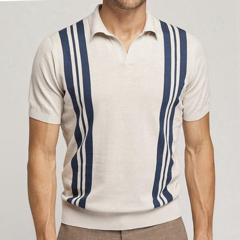 The Apricot Breeze Striped Polo – Casual Summer Style