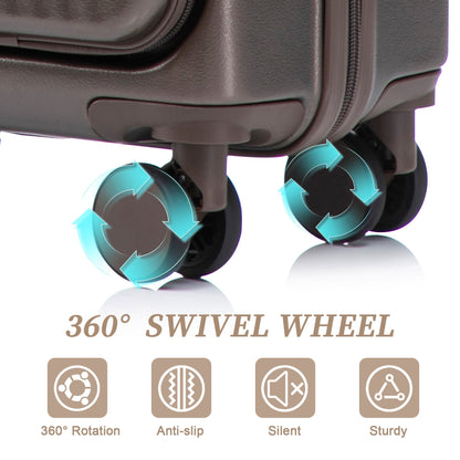 ABS Spinner Wheel Luggage Set with Cosmetic Case - Brown