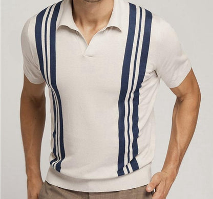 The Apricot Breeze Striped Polo – Casual Summer Style