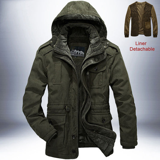 AlpineCore Men’s Two-Piece Lamb Wool Parka – Detachable Winter Coat