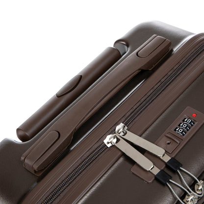 ABS Spinner Wheel Luggage Set with Cosmetic Case - Brown