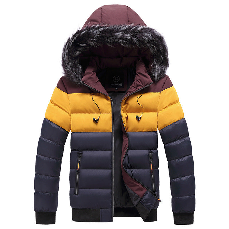 FusionStyle Splicing Hooded Down Jacket – Bold Fashion Meets Everyday Warmth