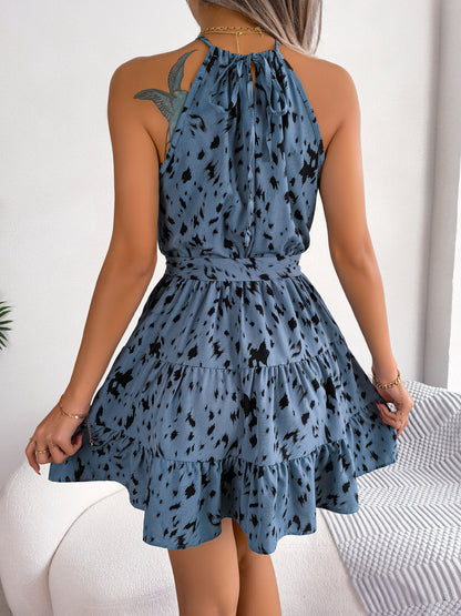 Women's Casual Leopard Print Ruffled Swing Dress - Summer Fashion Beach Dress