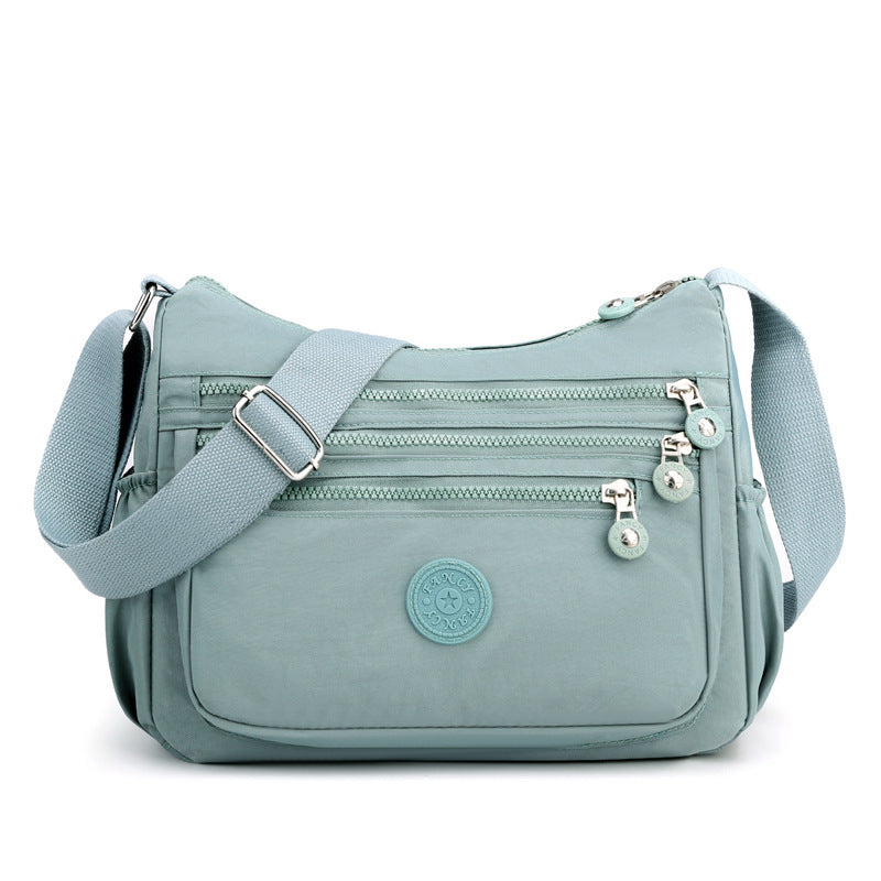 Nylon Cloth Multilayer One Shoulder Bag Lightweight Simple Casual Messenger Bag