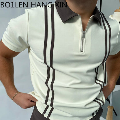 Versatile Men's Polo Shirt with Stand-Up Collar