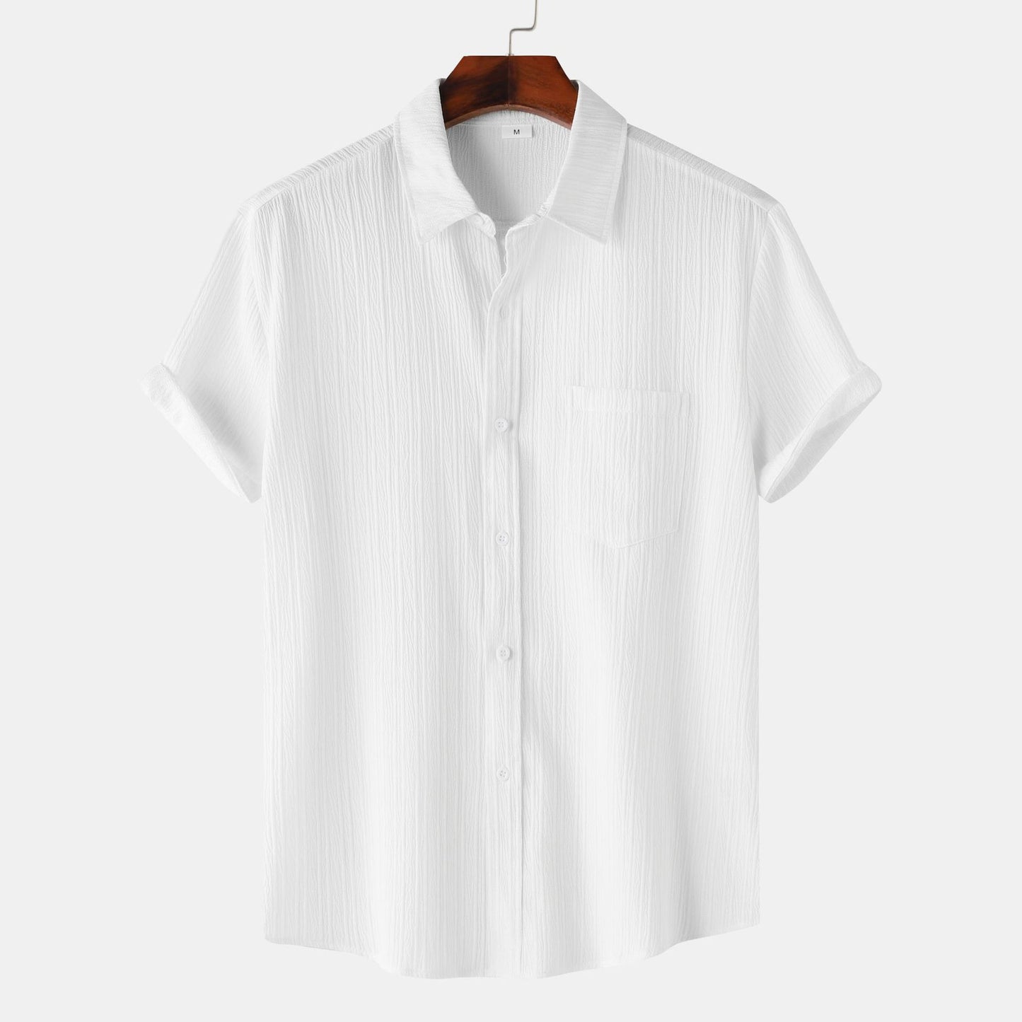 Chemise à manches courtes et col polo de couleur unie pour hommes