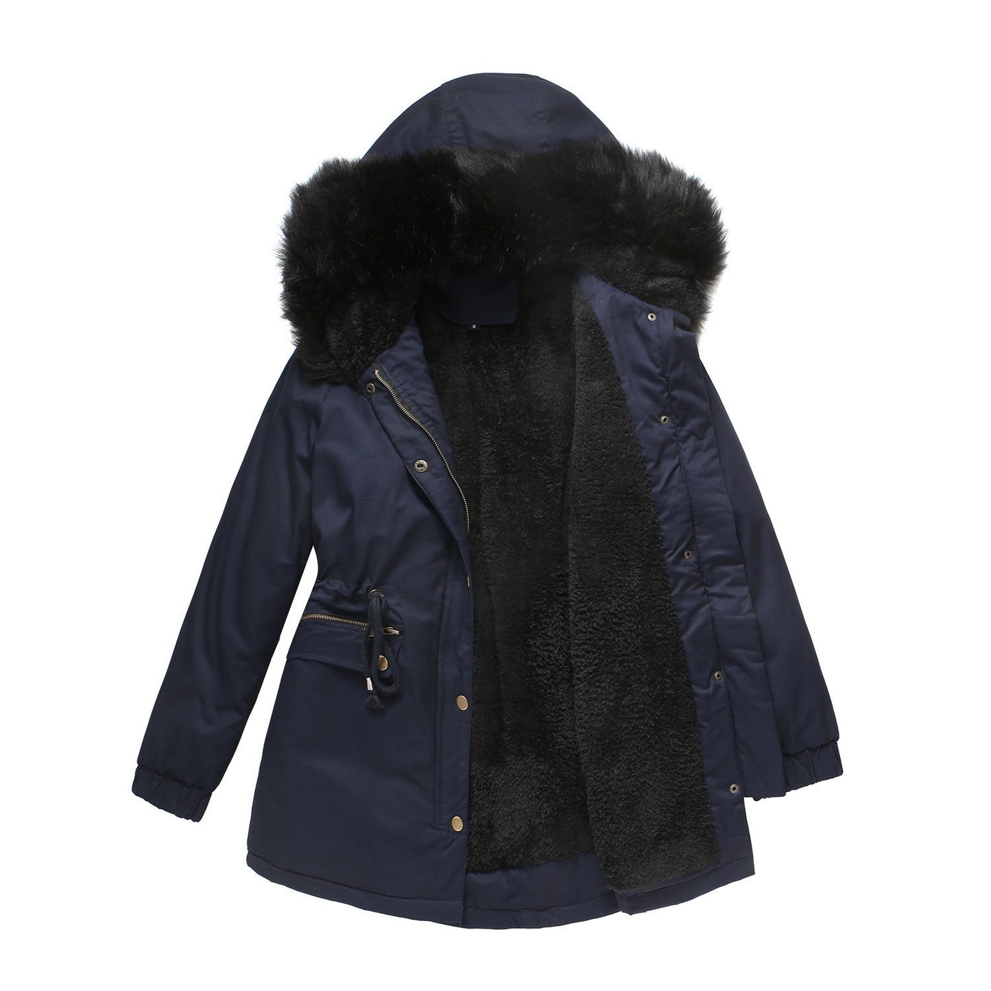 UrbanChic Women’s Fur Collar Workwear Parka – European Style Cotton Coat