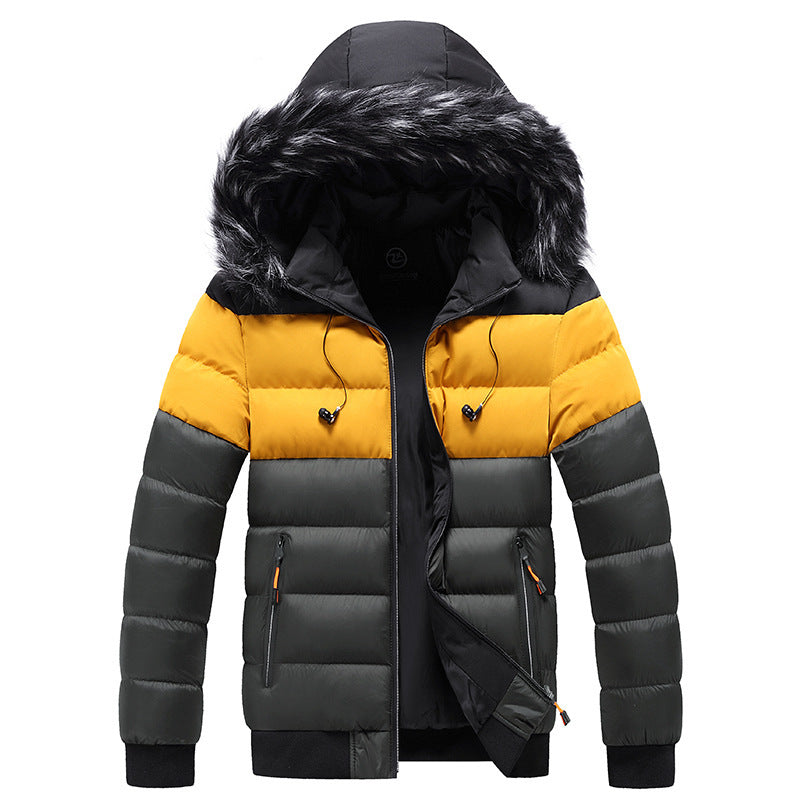 FusionStyle Splicing Hooded Down Jacket – Bold Fashion Meets Everyday Warmth