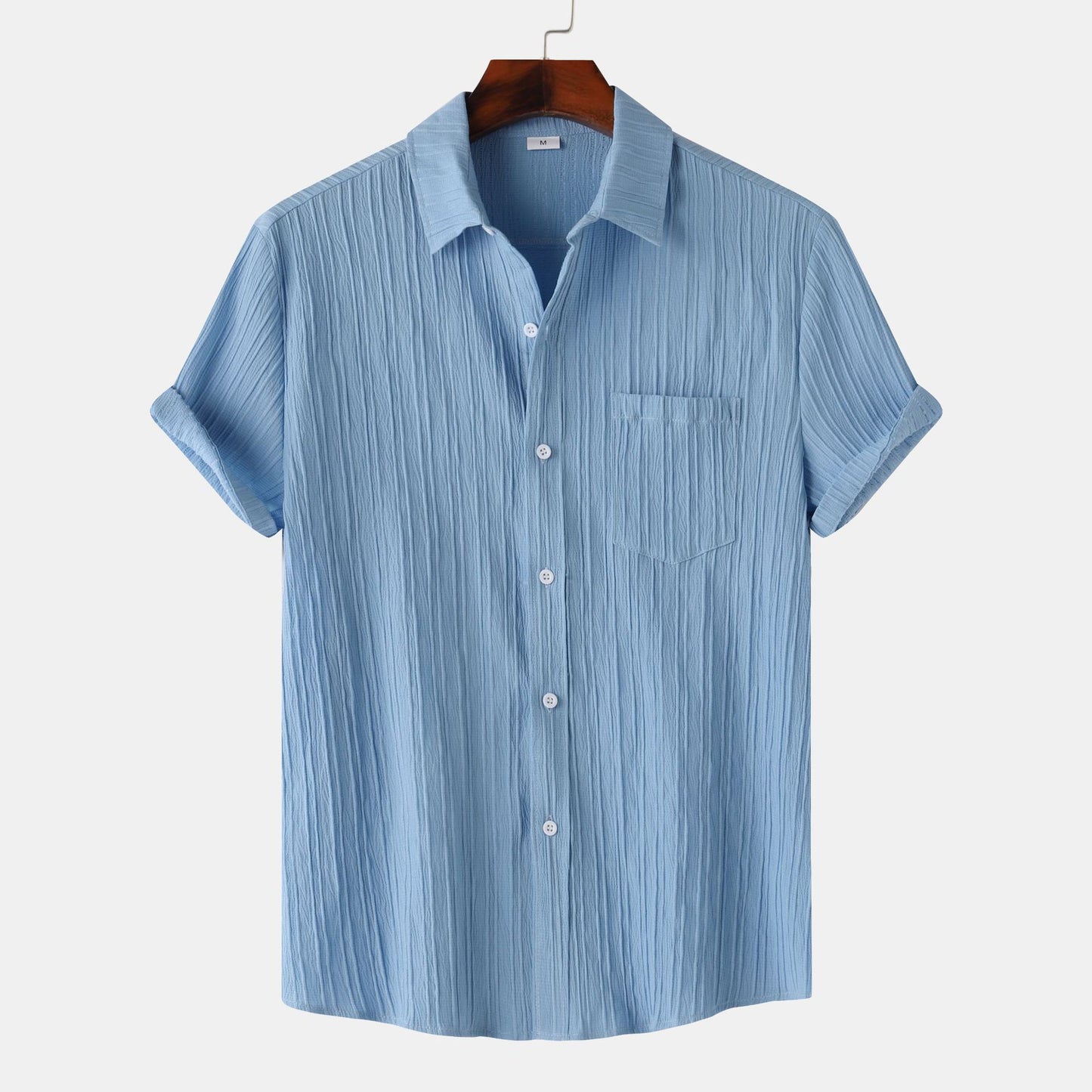 Chemise à manches courtes et col polo de couleur unie pour hommes