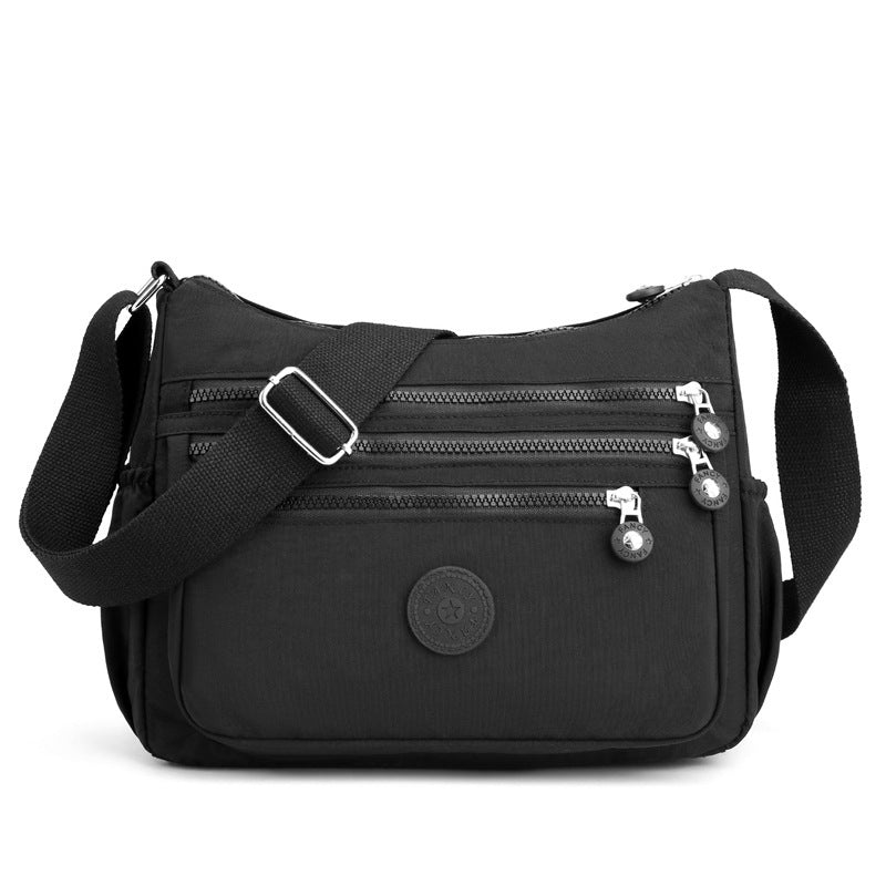 Nylon Cloth Multilayer One Shoulder Bag Lightweight Simple Casual Messenger Bag