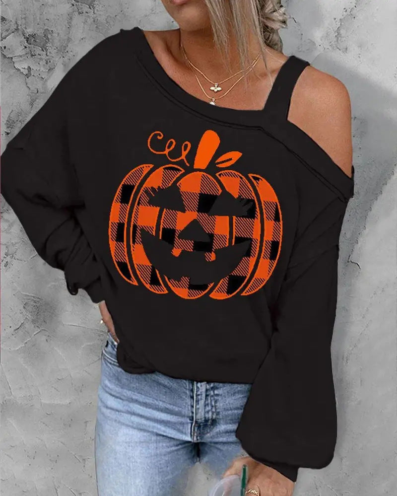 Halloween Christmas Pumpkin Printed Sweater