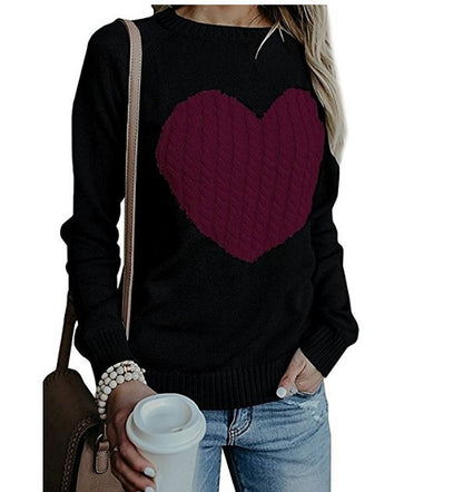 Pull d'automne motif coeur