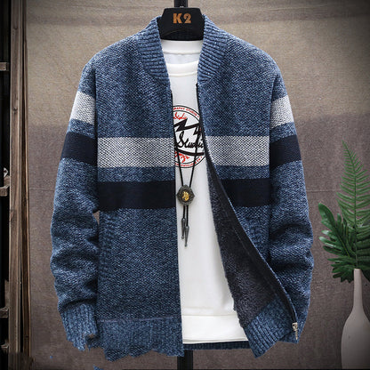 Pull cardigan rembourré en velours pour homme