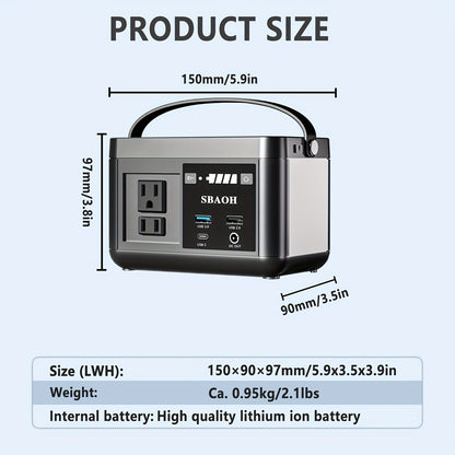Portable Power Station P86,88.8Wh LiFePo4 Battery,with 120W AC Outputs, Solar Generator For Travel And Camping