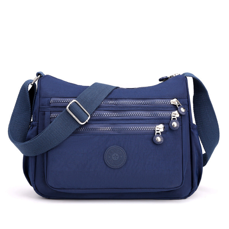 Nylon Cloth Multilayer One Shoulder Bag Lightweight Simple Casual Messenger Bag
