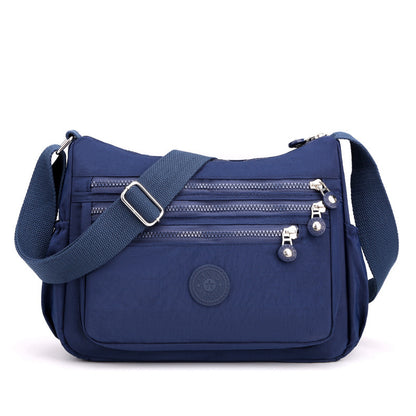 Nylon Cloth Multilayer One Shoulder Bag Lightweight Simple Casual Messenger Bag