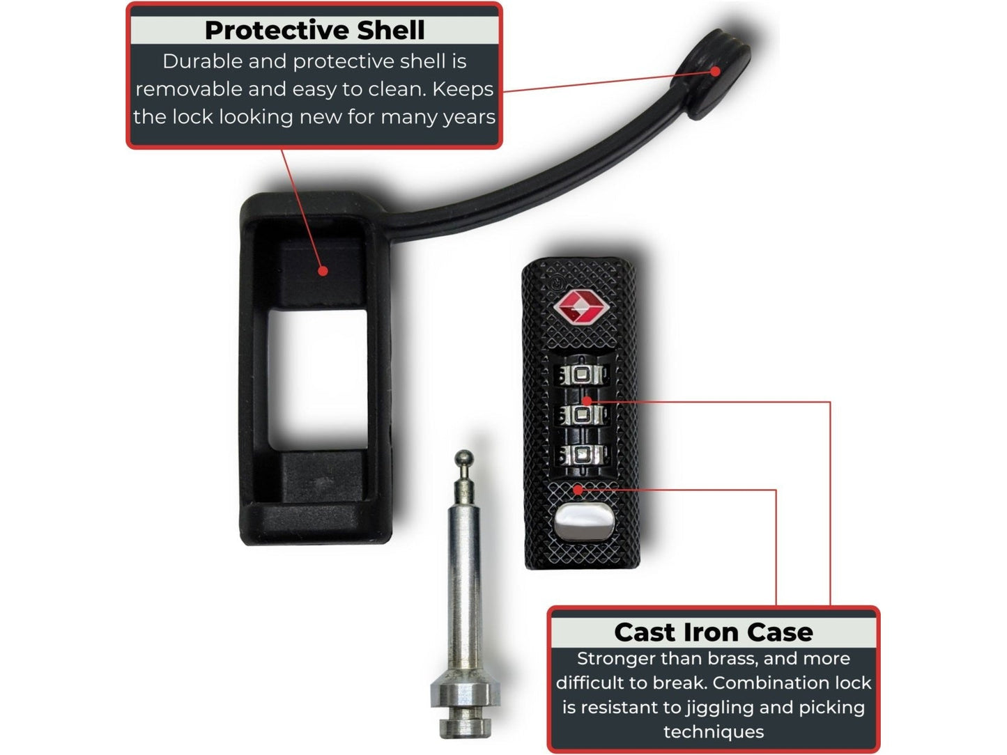 4-Pack TSA Approved MonoShaft™ Gun Case Lock