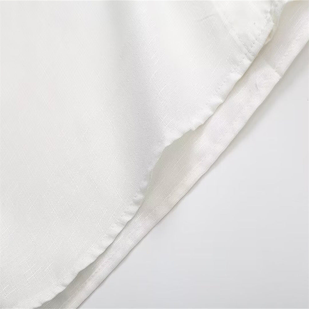 Women's Fashionable White Cotton Linen Shirt