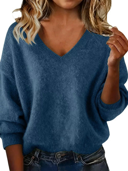 Women's V-Neck Dropped-Shoulder Sweater