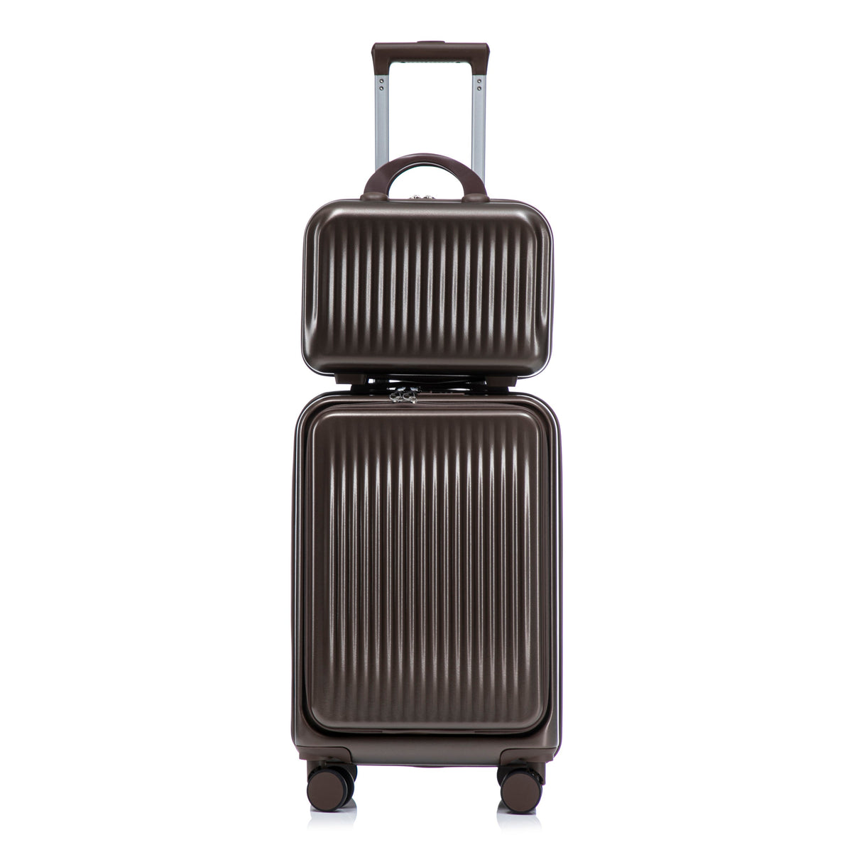 ABS Spinner Wheel Luggage Set with Cosmetic Case - Brown