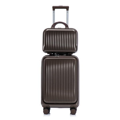 ABS Spinner Wheel Luggage Set with Cosmetic Case - Brown