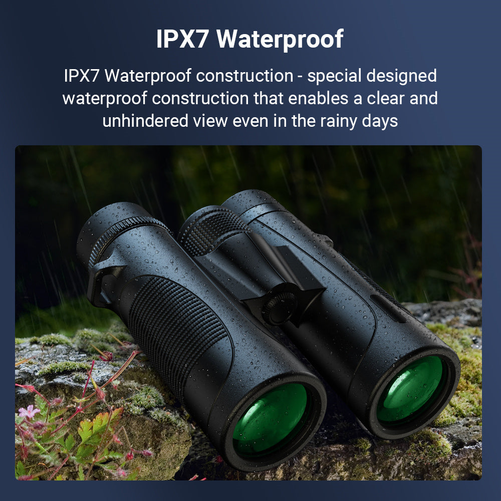 AquaView 10x42 Waterproof Binoculars – HD Low Light Power