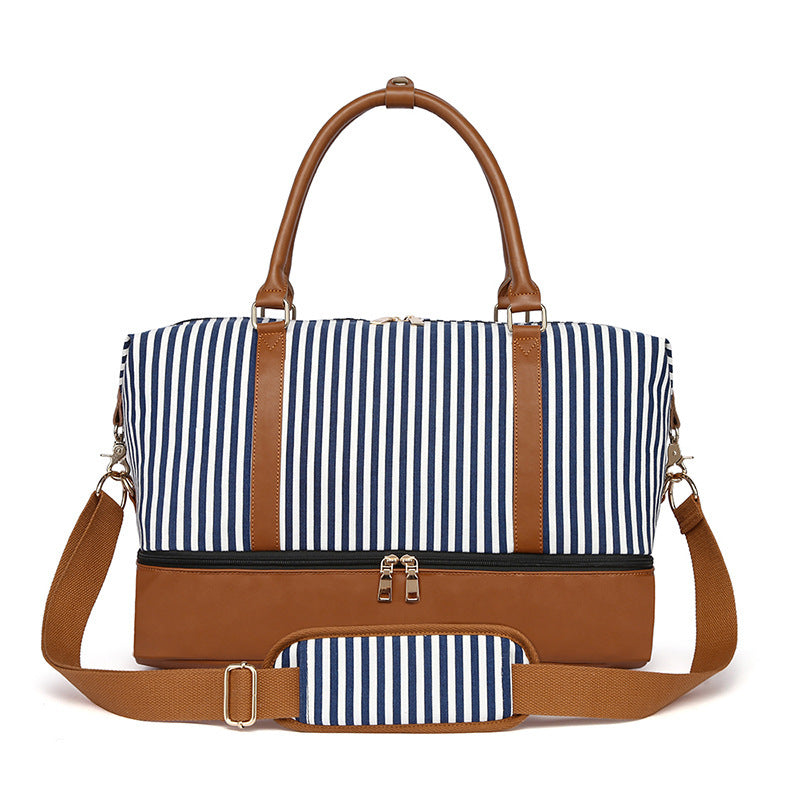 Women's Hand Striped Canvas Duffle Bag