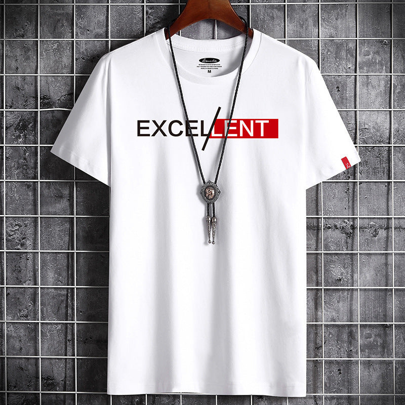 Cotton Summer Men's Short-sleeved T-shirt Bottoming Shirt Top Clothes For Men Travel Happy