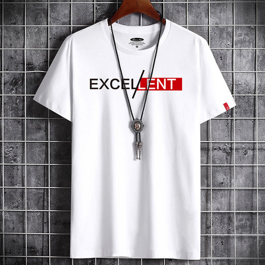 Cotton Summer Men's Short-sleeved T-shirt Bottoming Shirt Top Clothes For Men Travel Happy