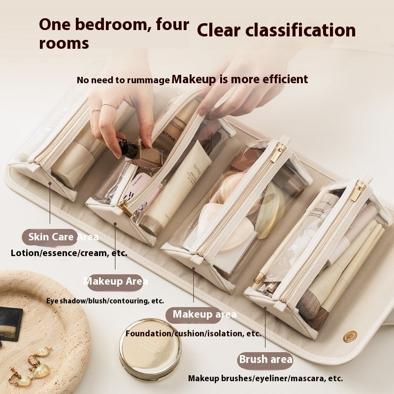 Removable Portable Cosmetic Bag - Large Capacity Folding Makeup Organizer