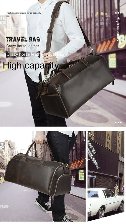 Large Capacity Retro Men's Fitness Foldable Luggage Bag