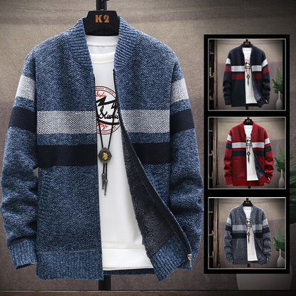 Pull cardigan rembourré en velours pour homme