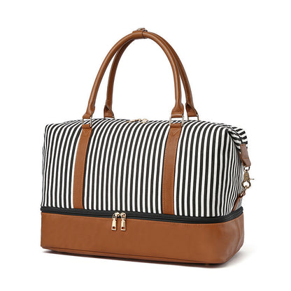 Women's Hand Striped Canvas Duffle Bag