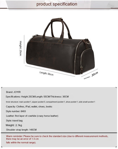 Large Capacity Retro Men's Fitness Foldable Luggage Bag