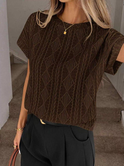 Women's Diamond-Pattern Round-Neck Top