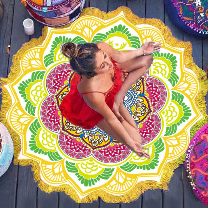 Polygon Tassel Round Bath Towel Yoga Mat - Travel Happy 