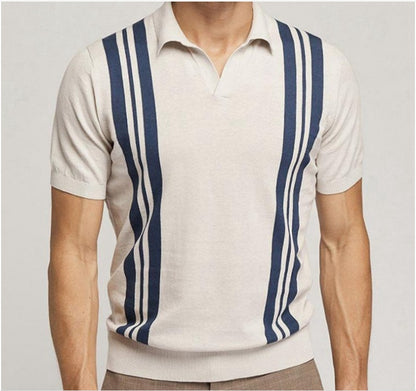 The Apricot Breeze Striped Polo – Casual Summer Style