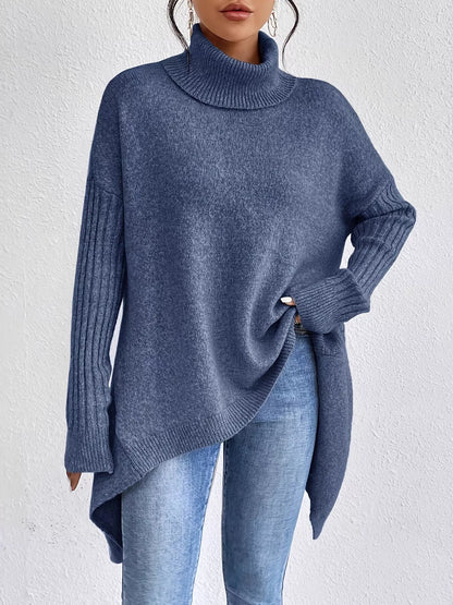 Women's High-Low Turtleneck Sweater